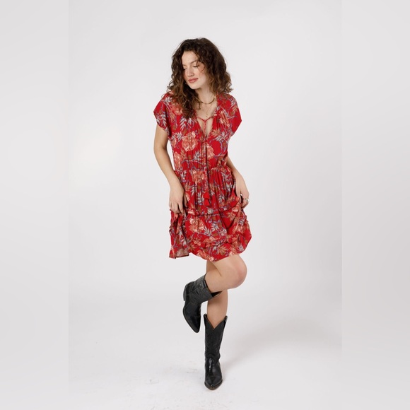 Band Of The Free CONNIE GARNET FLORAL MINI DRESS - Picture 2 of 5